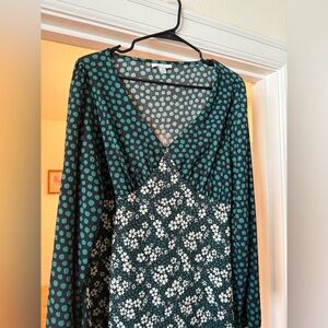 Topshop green floral and  Polka Dot Dress